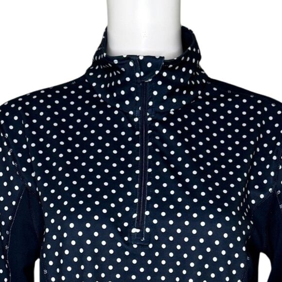 Lands End Jacket Womens Medium Black White Polka Dot 1/4 Zip Everyday Casual - Picture 6 of 11